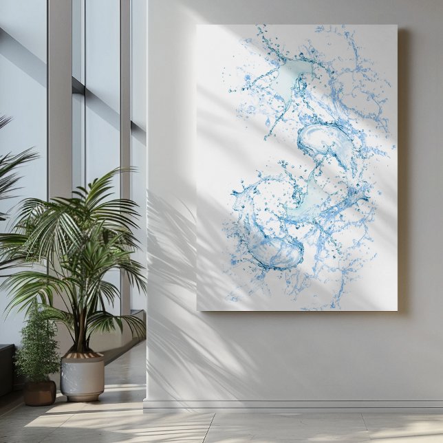 Water splashes like fishes yin yang blue canvas print (Creator Uploaded)
