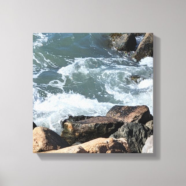 Water Splashing on Rocks Photo Canvas Print (Front)