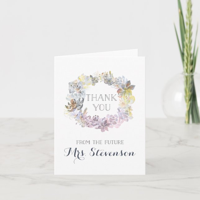 Water Succulents | Bridal Shower Thank You Card (Front)