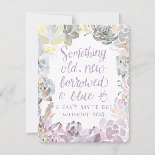 Water Succulents  Bridesmaid Card