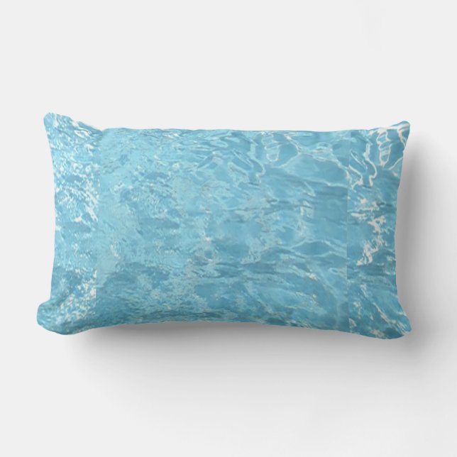 Water Summertime Sunlight Blue White Pool Lumbar Pillow (Front)