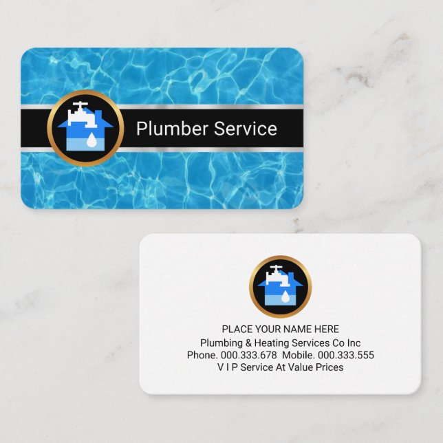 Water Surface Plumber Service Business Card (Front/Back)