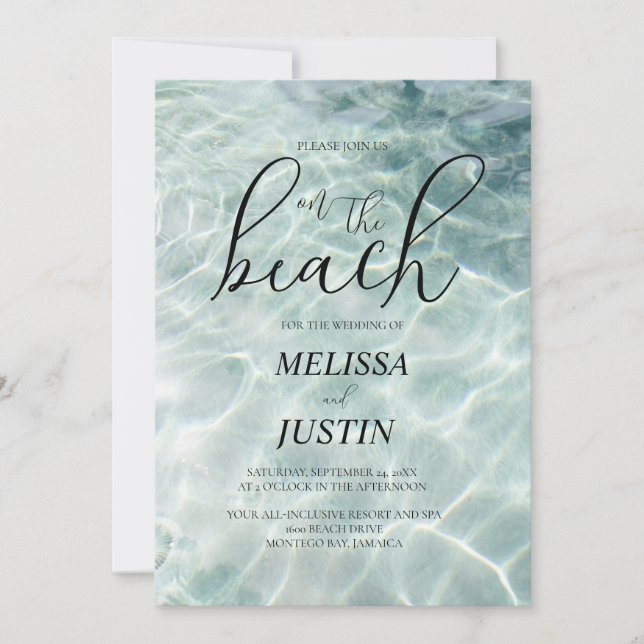 Water-Themed Beach Wedding Card (Front)