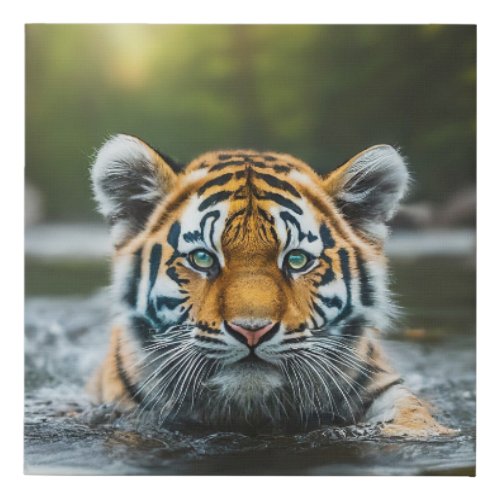 Water Tiger A Majestic Predator Faux Canvas Print