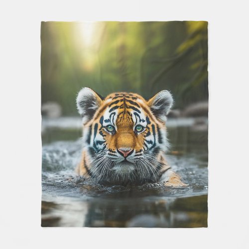 Water Tiger A Majestic Predator Fleece Blanket