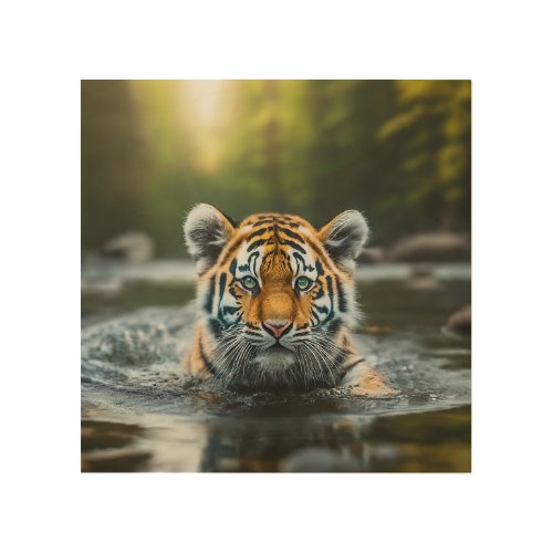 Water Tiger A Majestic Predator Wood Wall Art