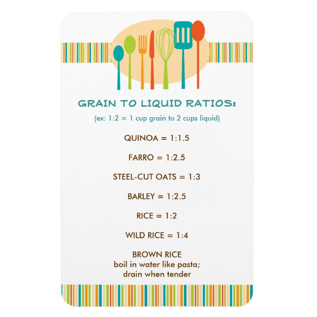 Water to Grain Ratio Handy Kitchen Guide Magnet (Vertical)