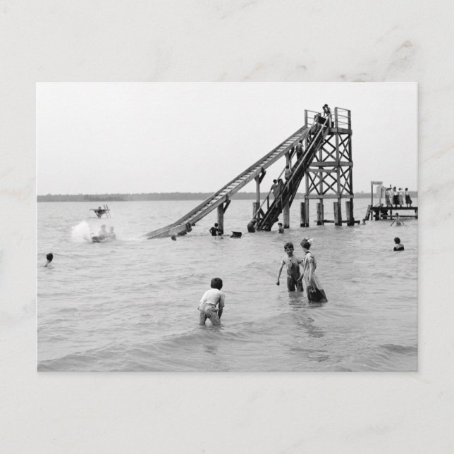 Water Toboggan, Bois Blanc Island, MI 1903 Postcard (Front)