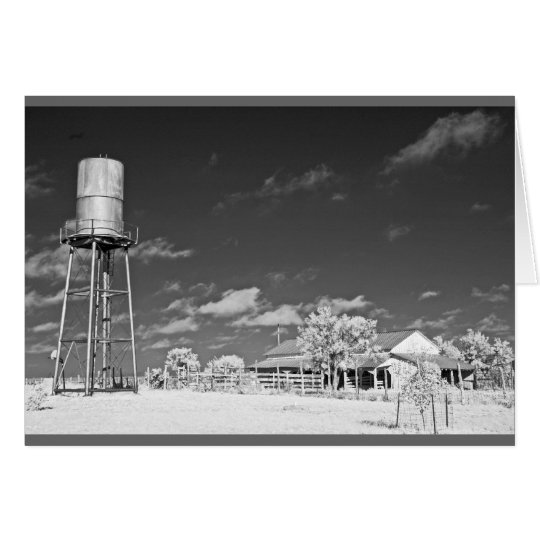 Water tower and barn on Texas ranch Card
