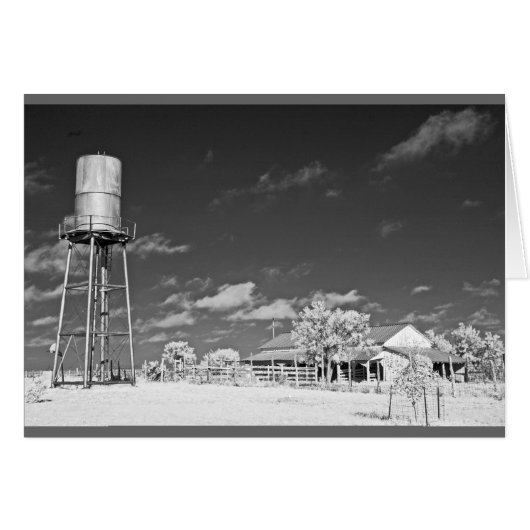 Water tower and barn on Texas ranch Cards (Front Horizontal)