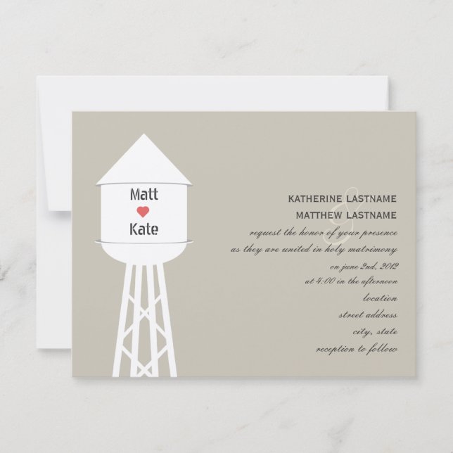 Water Tower Wedding Invitation (Front)