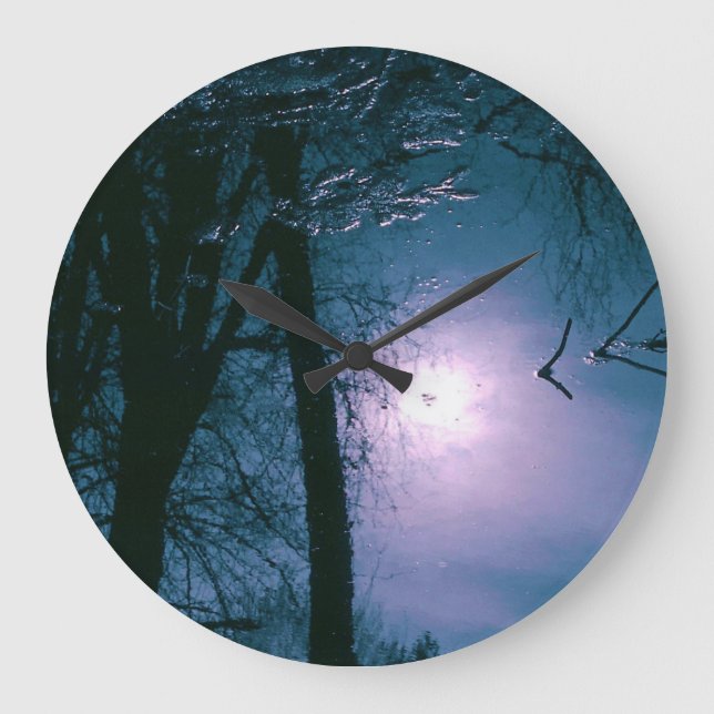 Water Trees Round (Large) Wall Clock (Front)