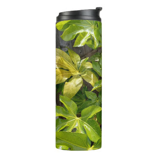 Water tumbler with leaves