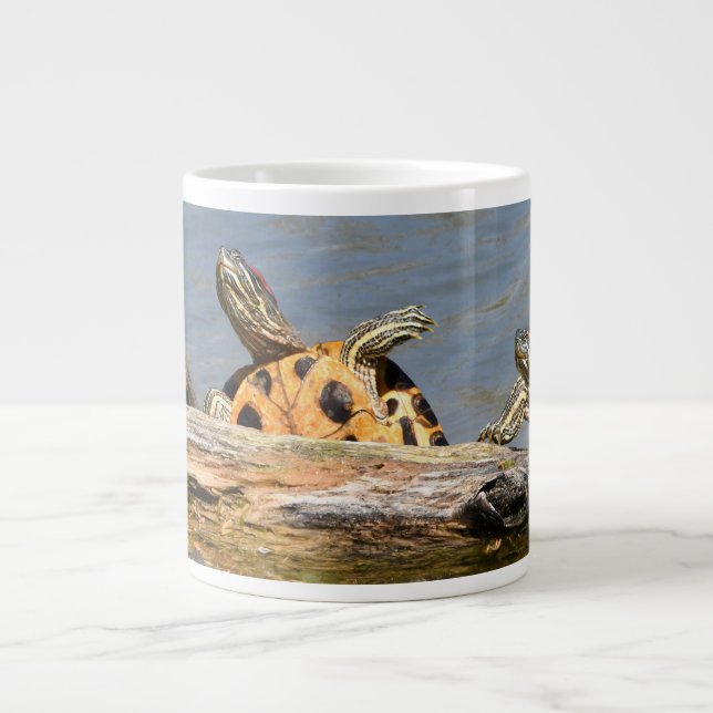 Water Turtles Getting Some Sun Giant Coffee Mug (Front)