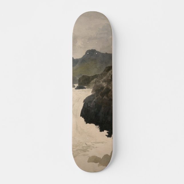 Water Waterfalls Between Chinese Mountains Skateboard (Front)