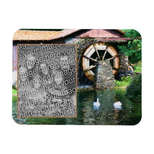 Water Wheel Duck Pond Painting Add Your Photo Magnet