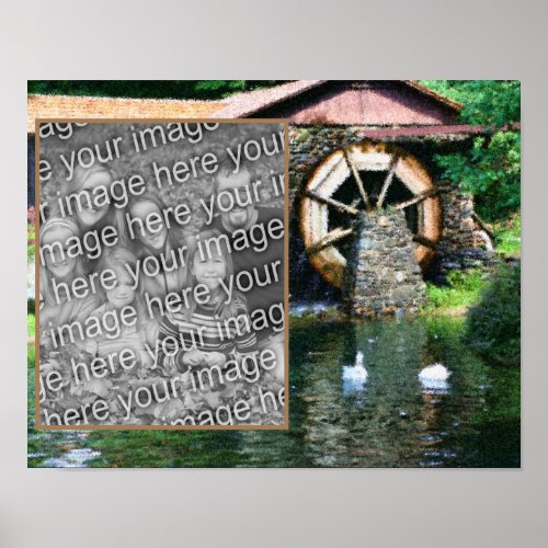 Water Wheel Duck Pond Painting Add Your Photo Poster