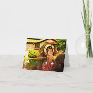 Water Wheel Duck Pond Painting Note Card