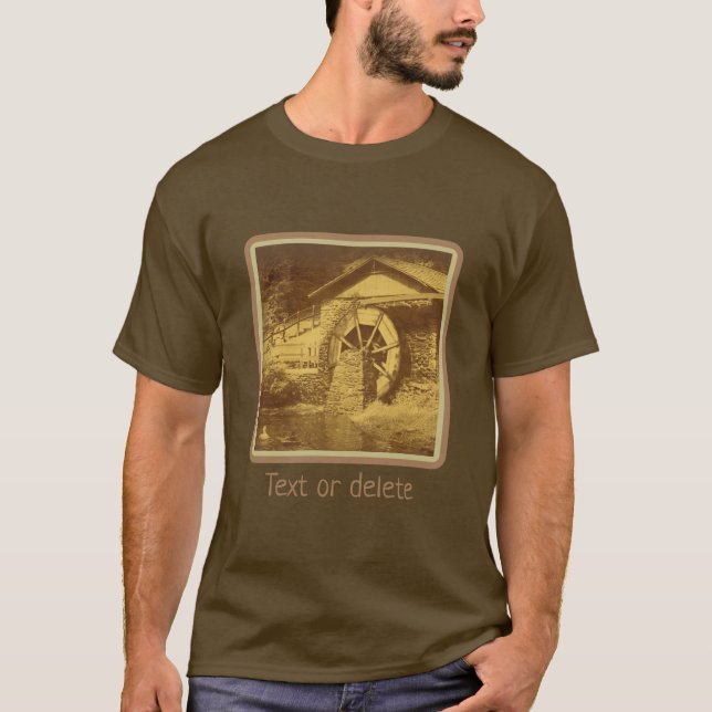 Water Wheel Duck Pond Vintage Personalized T-Shirt (Front)