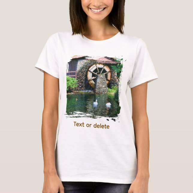 Water Wheel Pond Seurat Painting Art Personalized T-Shirt (Front)