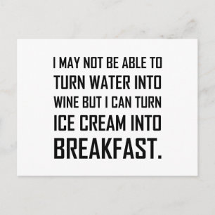 Water Wine Ice Cream Breakfast Joke Postcard
