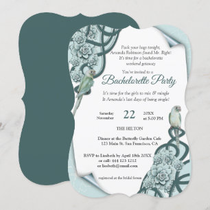 Water-wise Succulents in Mint blue / Pine Green Invitation