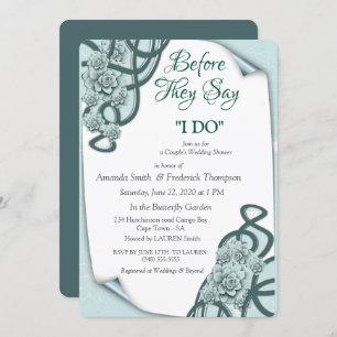 Water-wise Succulents in Mint blue to Pine Green Invitation