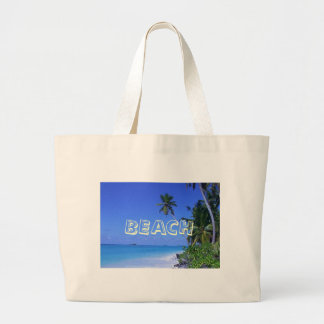 Water with palm trees, BEACH Large Tote Bag
