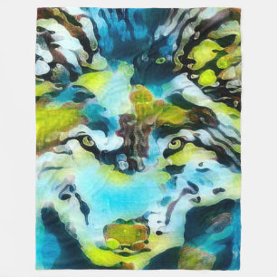 Water Wolf Spirit Watercolor Art Fleece Blanket