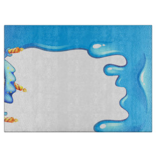 Water x Candles Decorative 15" x 11" Glass Cutting Board