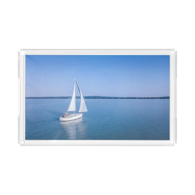 Water | Yacht at Lake Balaton Lake Hungary Acrylic Tray (Front)