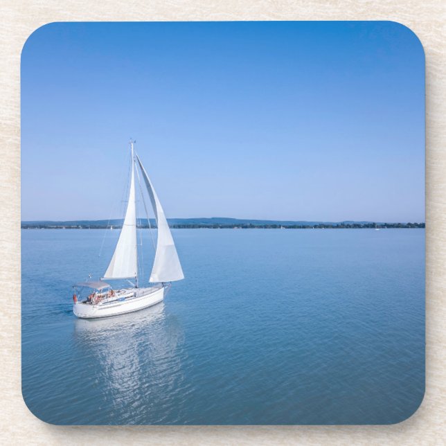 Water | Yacht at Lake Balaton Lake Hungary Beverage Coaster (Front)