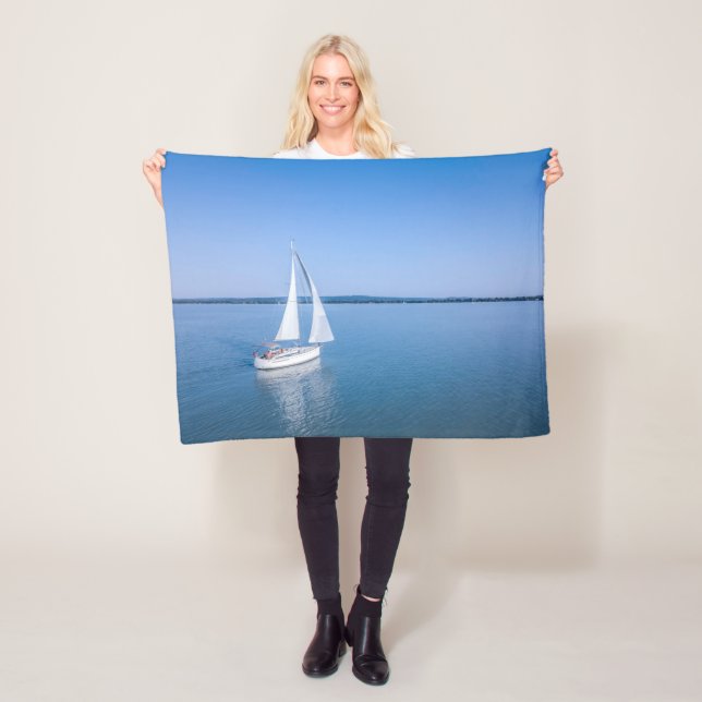 Water | Yacht at Lake Balaton Lake Hungary Fleece Blanket (In Situ)
