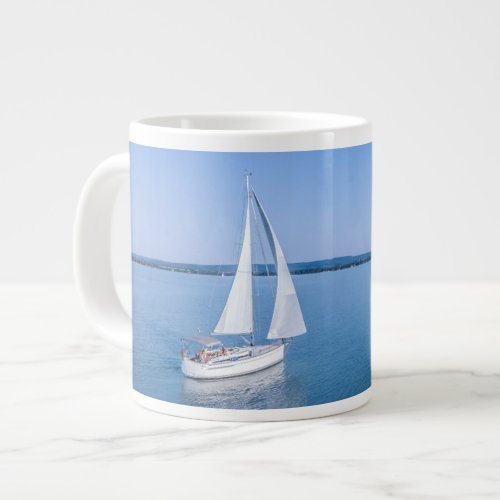 Water  Yacht at Lake Balaton Lake Hungary Giant Coffee Mug