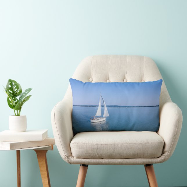 Water | Yacht at Lake Balaton Lake Hungary Lumbar Pillow (Chair)
