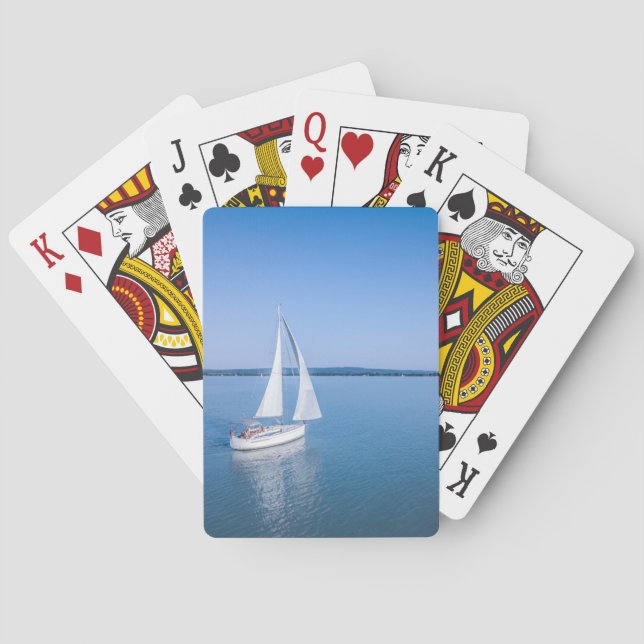 Water | Yacht at Lake Balaton Lake Hungary Poker Cards (Back)