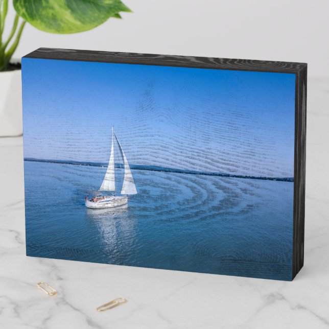 Water | Yacht at Lake Balaton Lake Hungary Wooden Box Sign (In Situ Horizontal)