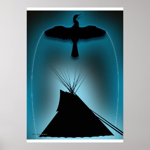 Waterbird over Tipi Poster