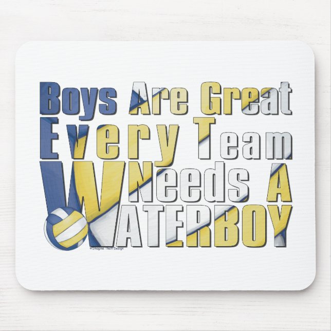 Waterboy Volleyball in Blue and Yellow Mouse Pad (Front)