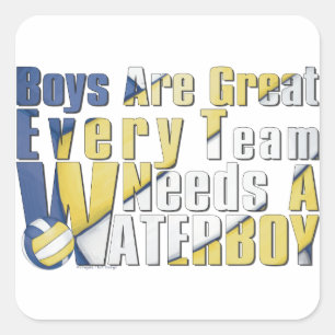 Waterboy Volleyball in Blue and Yellow Square Sticker