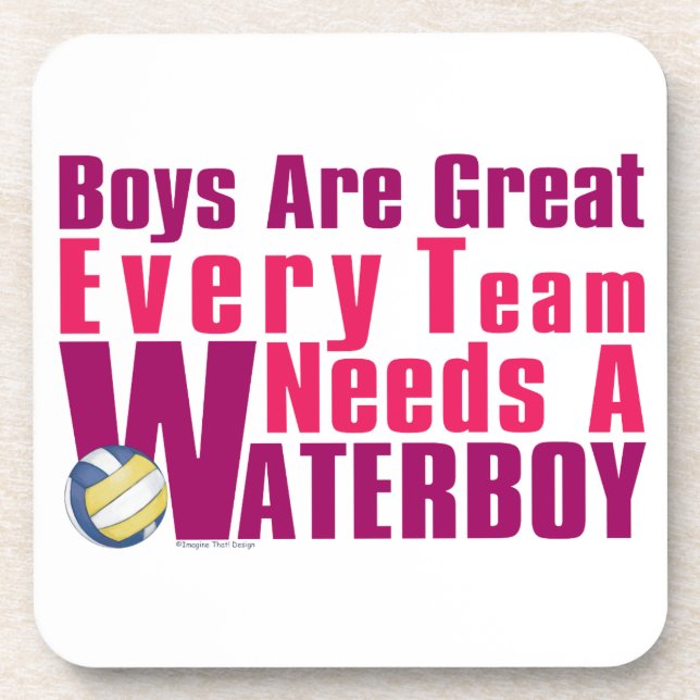 Waterboy Volleyball in Pink Beverage Coaster (Front)