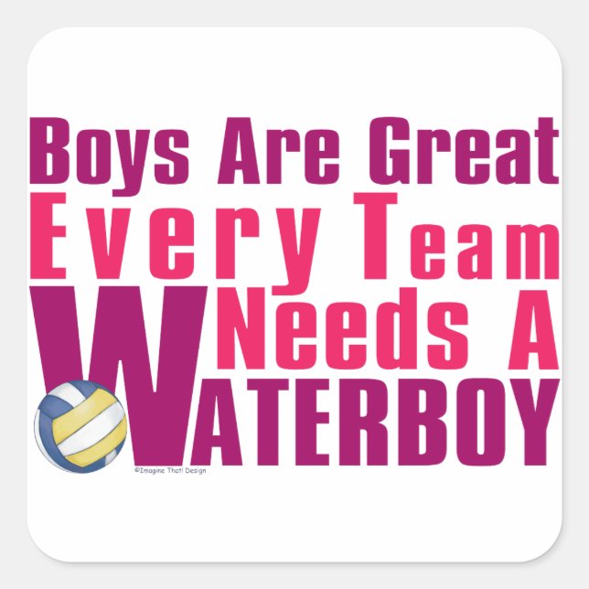 Waterboy Volleyball in Pink Square Sticker (Front)