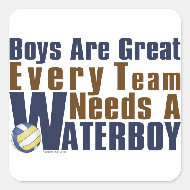 Waterboy Vollyball in Blue Square Sticker (Front)