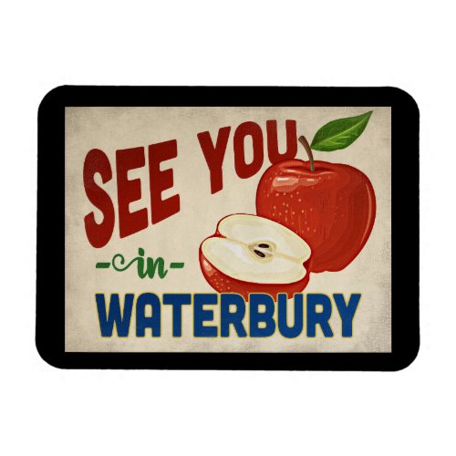 Waterbury Connecticut Apple _ Vintage Travel Magnet