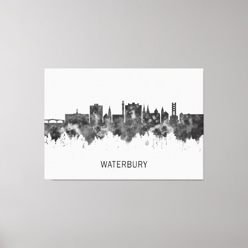 Waterbury Connecticut Skyline BW Canvas Print