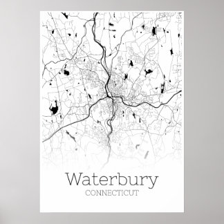Waterbury Map - Connecticut - City Map Poster