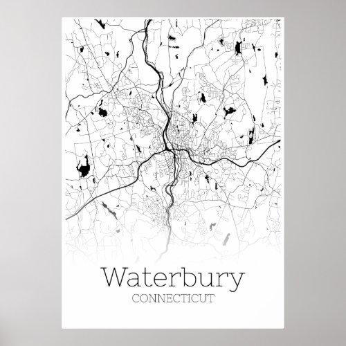 Waterbury Map _ Connecticut _ City Map Poster