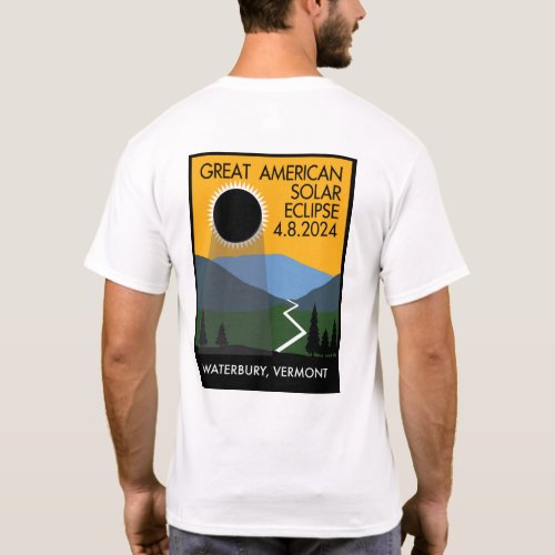 Waterbury VT Eclipse Travel Poster T_Shirt