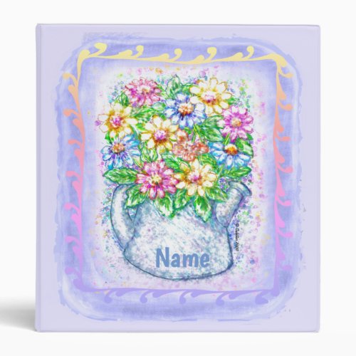 Watercan Flowers 3 Ring Binder