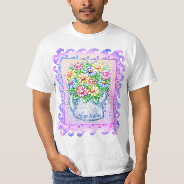 Watercan Flowers  T-Shirt (Front)